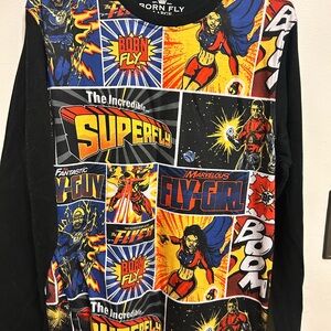 Born Fly Superhero Graphic  Comic Long Sleeve Shirt